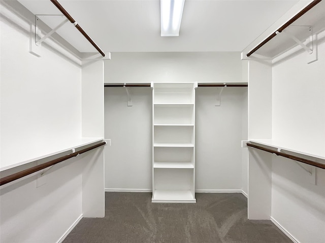 spacious closet featuring dark carpet