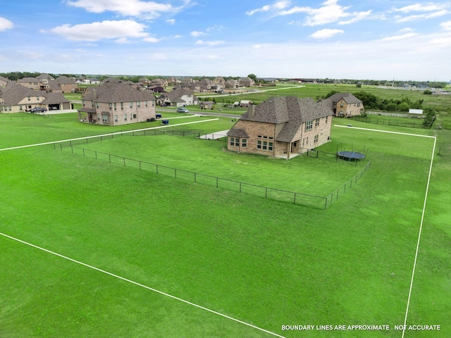 bird's eye view with a residential view and a rural view