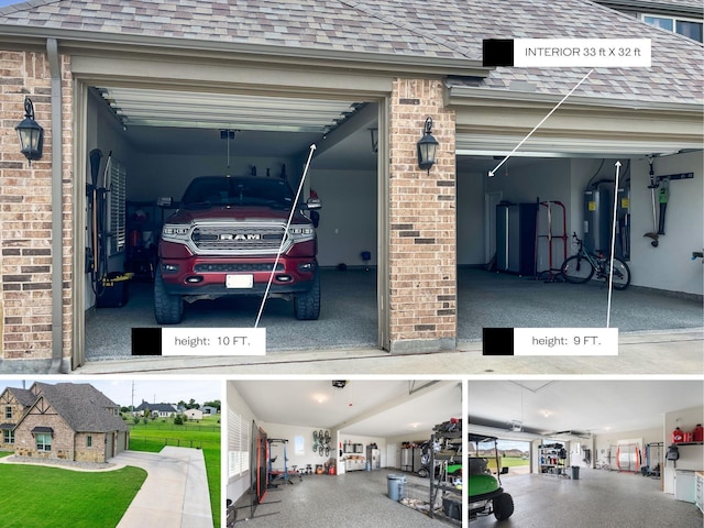 garage featuring electric water heater