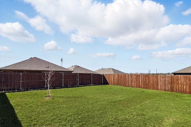 view of yard featuring a fenced backyard