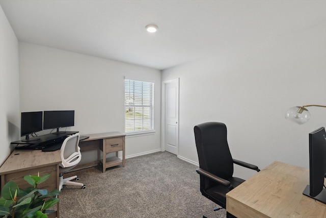 office with carpet floors and baseboards