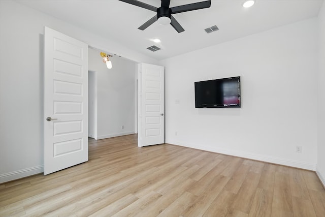 2821 Rosewood Way, Northlake, TX 76226 - unfurnished living room featuring ceiling fan, light wood-style flooring, and recessed lighting