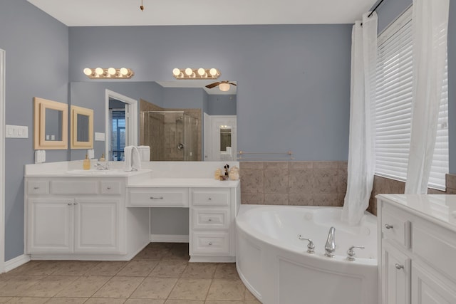 1661 Terrace Dr, Lantana, TX 76226 - bathroom with plenty of natural light, a stall shower, a garden tub, and vanity