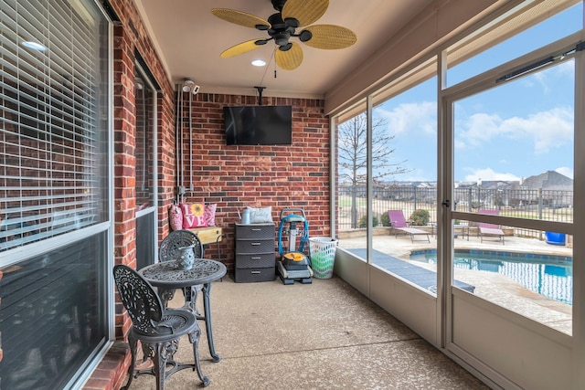 1661 Terrace Dr, Lantana, TX 76226 - sunroom with a ceiling fan