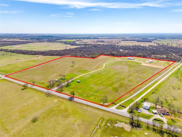 bird's eye view with a rural view