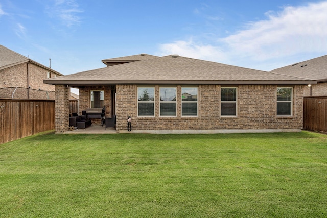 4137 Agatha Ln, Celina, TX 76227 - back of property with roof with shingles, a patio, brick siding, and an outdoor living space