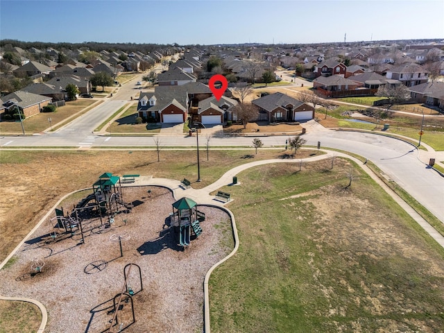 aerial view with a residential view