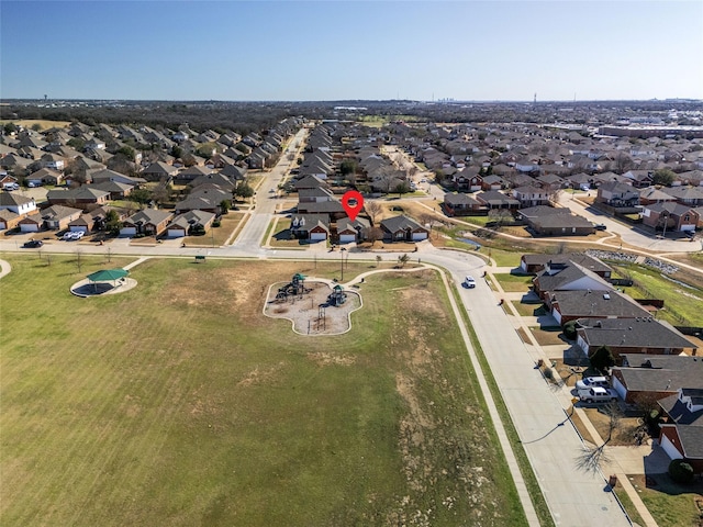 aerial view with a residential view