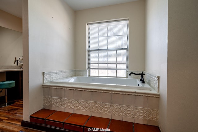 bathroom featuring a garden tub