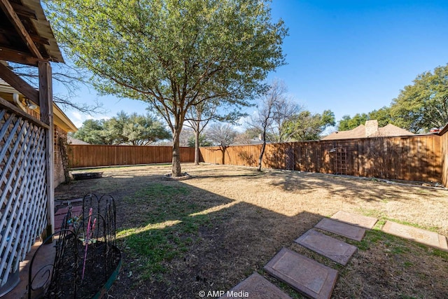 view of yard featuring a fenced backyard