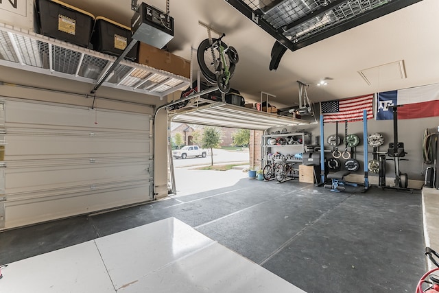 garage with a garage door opener