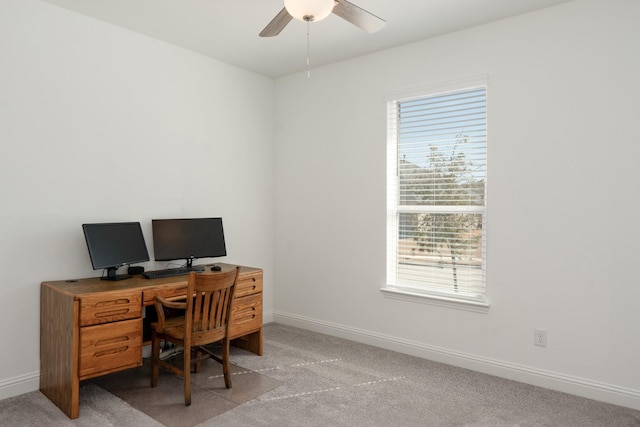 1624 Thunderbird Dr, Fort Worth, TX 76052 - office with a ceiling fan, baseboards, and a healthy amount of sunlight