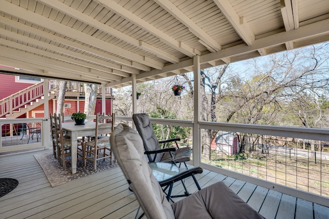 deck with outdoor dining space