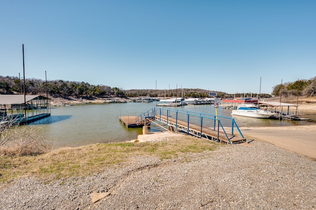 view of dock featuring a water view