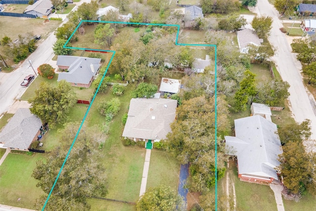 birds eye view of property with a residential view