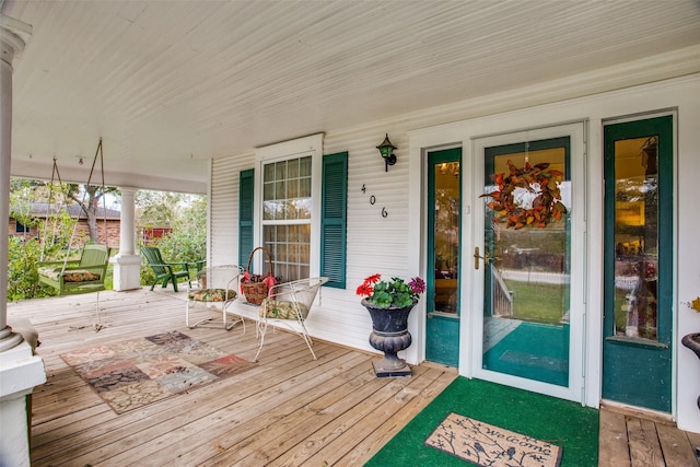 wooden deck with a porch