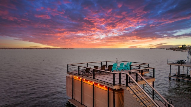 view of dock featuring a water view