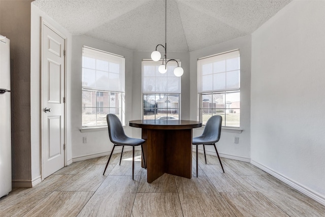 dining room featuring baseboards, a textured ceiling, and wood finish floors