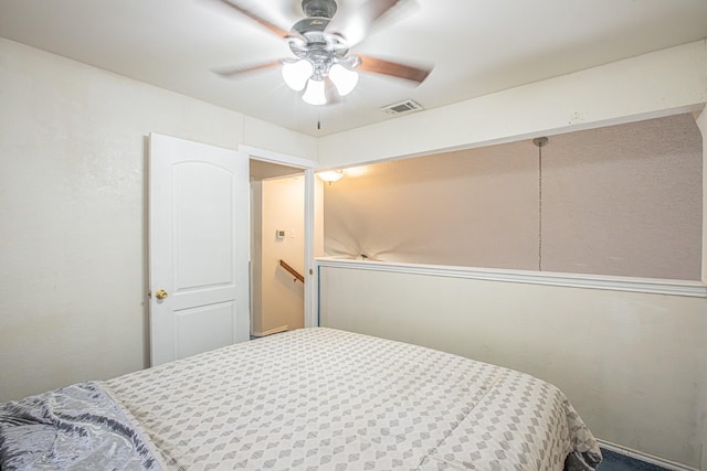 bedroom featuring ceiling fan and visible vents