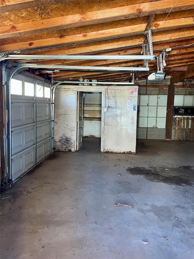 garage with a garage door opener