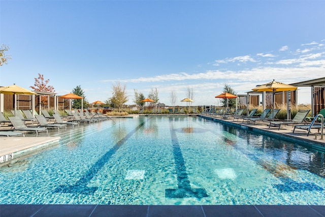 community pool with a patio