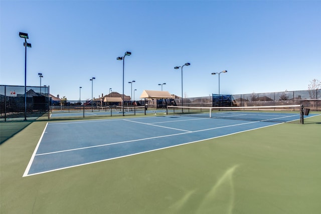 view of tennis court with fence