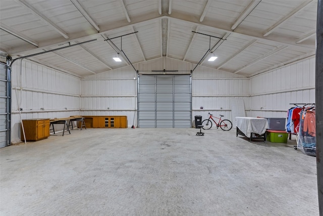 garage with metal wall