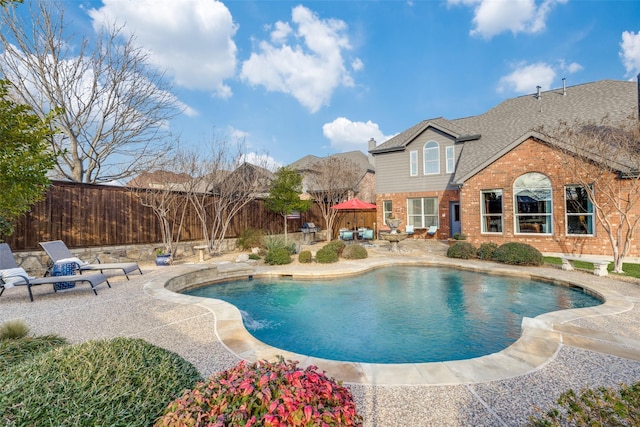 view of pool with a patio area and a fenced backyard