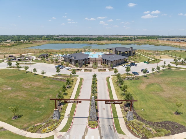 bird's eye view featuring a water view