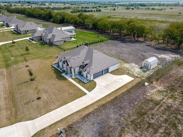 aerial view with a rural view