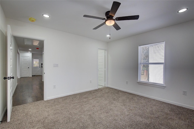 1422 W Austin St, Paris, TX 75460 - empty room featuring carpet, attic access, baseboards, and recessed lighting
