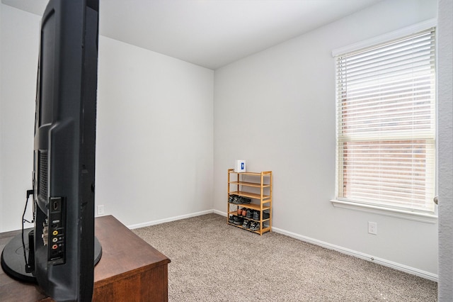 misc room with carpet floors and baseboards