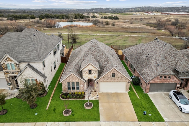 bird's eye view featuring a water view