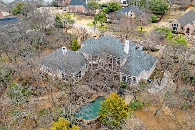 bird's eye view with a residential view