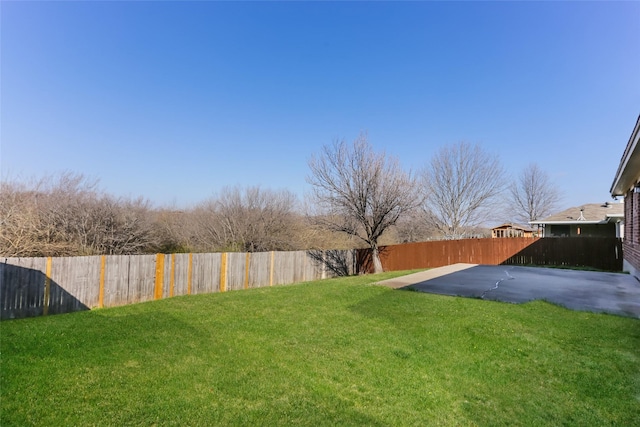 view of yard featuring a fenced backyard