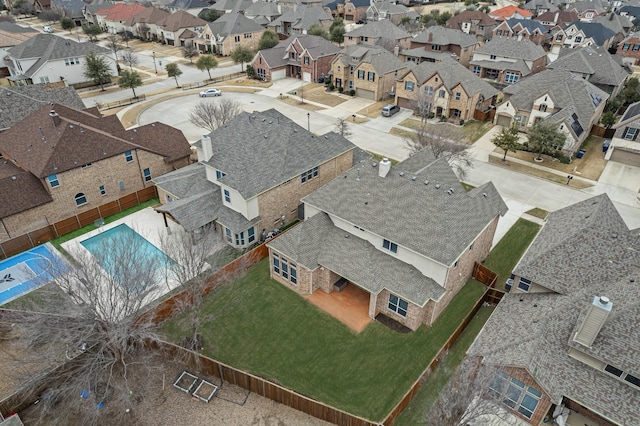 aerial view with a residential view