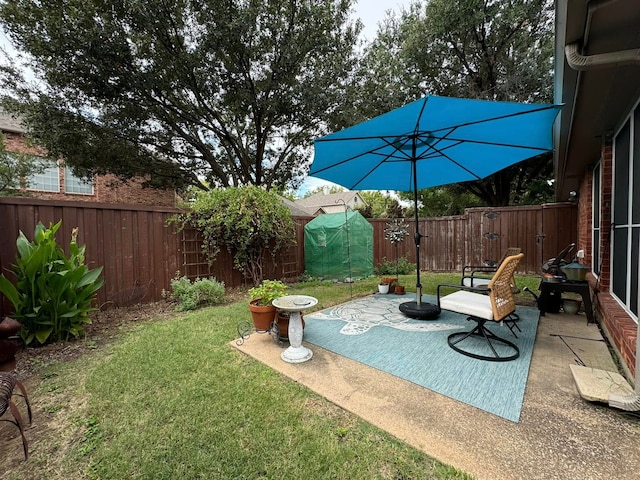 view of yard with a patio and a fenced backyard