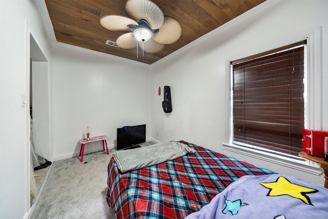 314 S Hastings St, Irving, TX 75060 - carpeted bedroom with wooden ceiling, baseboards, and a ceiling fan