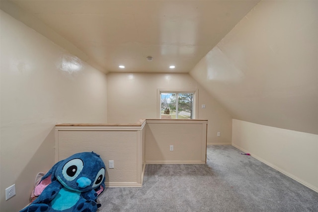 314 S Hastings St, Irving, TX 75060 - bonus room with recessed lighting, lofted ceiling, carpet flooring, and baseboards