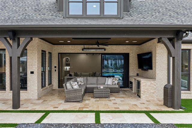 view of patio / terrace featuring outdoor lounge area and a ceiling fan