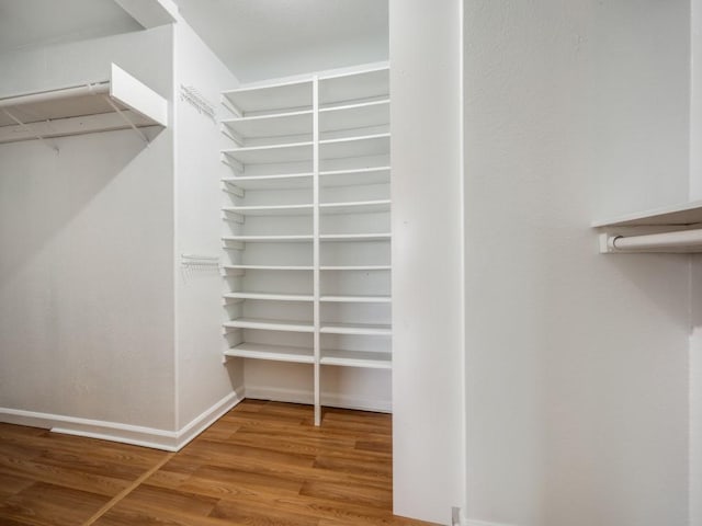 spacious closet with wood finished floors