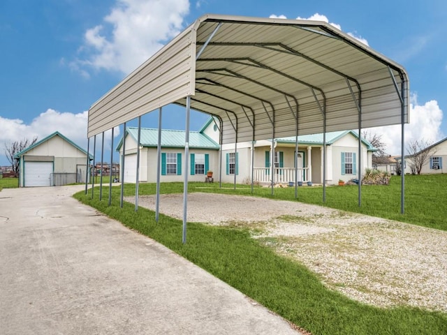 view of car parking with a garage and driveway