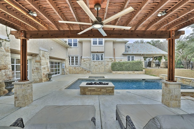 view of pool with a patio area and fence