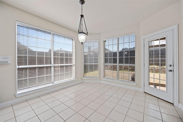 view of unfurnished sunroom