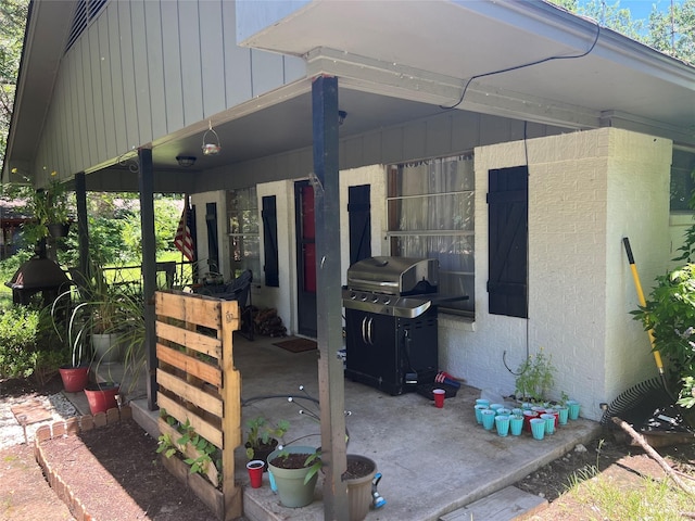 exterior space featuring board and batten siding