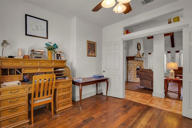 tiled dining area with baseboards, high vaulted ceiling, and a ceiling fan