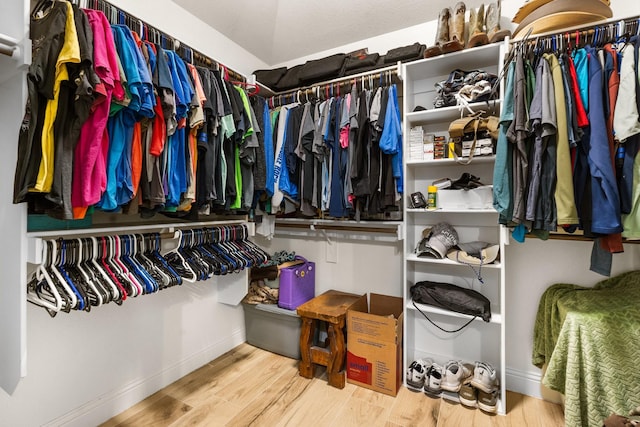 spacious closet with wood finished floors