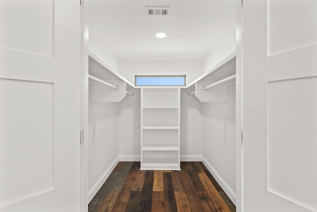 spacious closet featuring visible vents and hardwood / wood-style floors