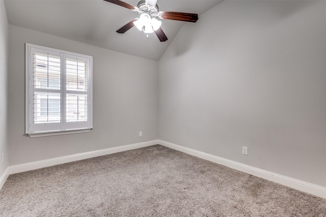 9804 Bitterroot Dr, Little Elm, TX 75068 - carpeted empty room with lofted ceiling and ceiling fan