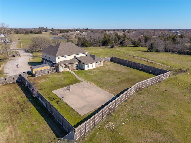 drone / aerial view with a rural view